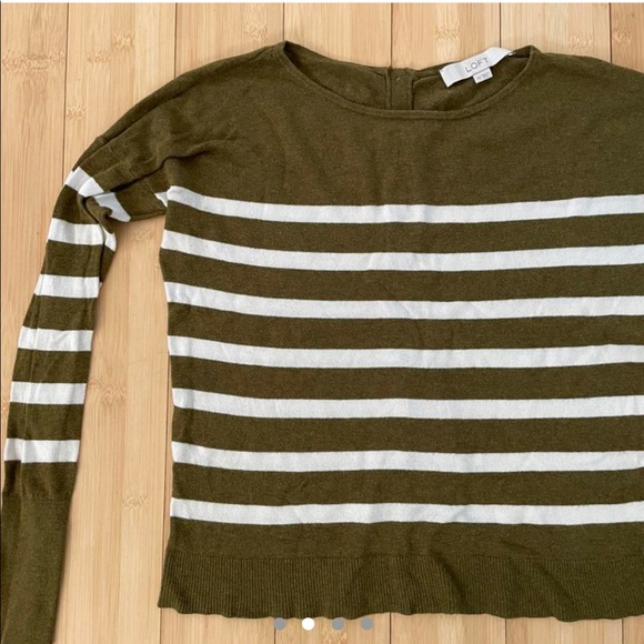 LOFT by Ann Taylor striped olive sweater (size XS) - Picture 2 of 4